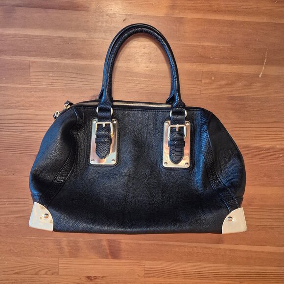 Big black Shoulder handbag purse hard bottom - Picture 1 of 11